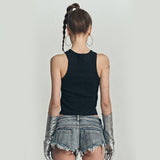 Halter Print Sleeveless Top [Black]