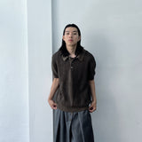 Muted Grid Knit Short Sleeve Top