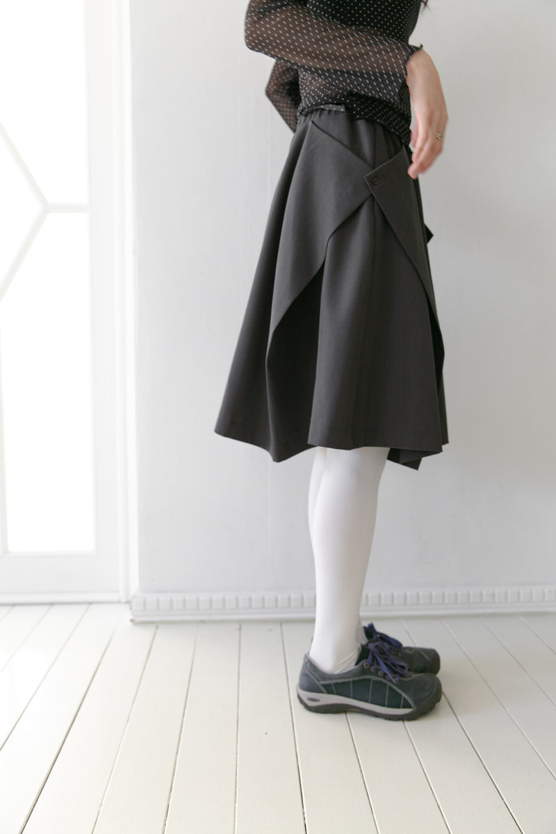 wrap button midi skirt(2colors)