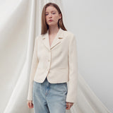 シングルブレスティドツイードジャケット CREAM