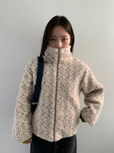 Tumbab Wool Collar Quilted Fleece Jumper