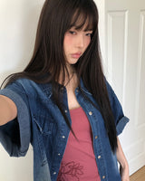 AiKIm Western Denim Short Sleeve Shirt