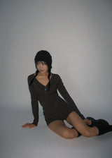 RIB BUTTON LONG TEE