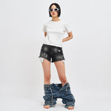 MOM'S FAVORITE FIT PIN TUCK CROP T-SHIRT