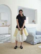 DRAPE COLLAR BLOUSE (BLACK)