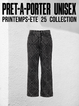 DIAMOND PATCH WASHING BLACK DENIM PANTS