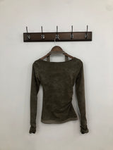 Vintage Washing Halterneck T-Shirt