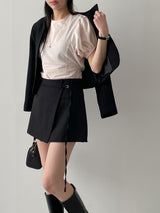 Puff Strap Short Sleeve Blouse