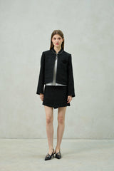 AGLOW TWEED SKIRT PANTS / BLACK