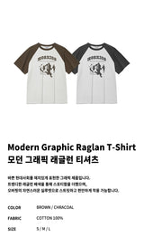Modern Graphic Raglan T-Shirt-Charcoal