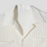 Wavy Open Collar Half Shirt