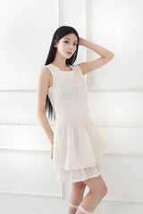 Double Frill Sleeveless Onepiece_cream