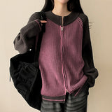 Mint Leglan Color Two Way Knit Zip-Up
