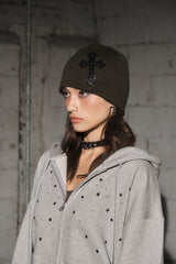 cross beanie (khaki)