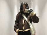 Femme Duffle Hooded Faux Shearling Jacket (2color)