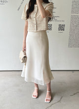 Vezn Color Matching Tweed Short Sleeve Jacket