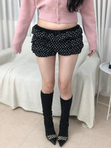 ドットリボンフリルミニスカートパンツ