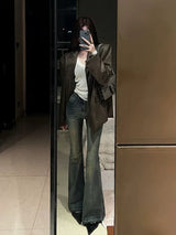 washed denim flared pants