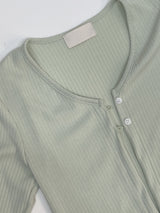 Two-button slit ribbed cardigan T-shirt