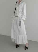 Celine Layered Unbalanced Long Skirt