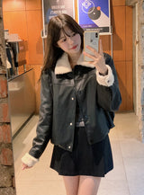 #BY Boa Collar Leather Blouson (2color)