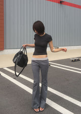 GLAM SHIRRING BOOTS CUT PANTS