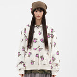 Twister Heart Bear Hoodie Zip-up - Cream