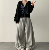 Muit Side Pintuck Back Pocket Number Patch Training Wide Pants