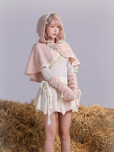 ROSE ISLAND Fluffy Forest Language Knitted Fleece Cape with Sleeves