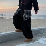 Layered Shirt Wide Cotton Pants