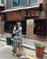 Shooting oversized-fit checkered shirt