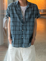 Linen check half shirts