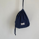Clam string pouch _ Navy stripe
