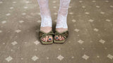 [ matcha green ] mof olive mesh ribbon square heel (6.5cm)