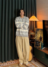 A-line Curved Wide Cotton Pants 3COLOR