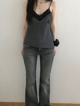 Satin Lace Sleeveless Top (2 colors)