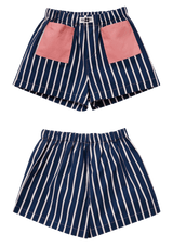 Navy Pink Stripe Shorts