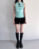 Cross Sleeveless Top (Mint)