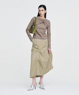 Twisted Check High-neck Top _ BEIGE