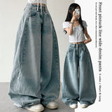 Rings side incision ピンタックキングオーバーデニムワイドパンツ