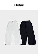 [Unisex] Side tuck snap wide denim pants(2color)