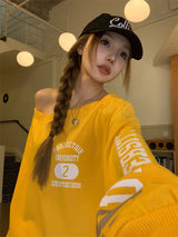 Boxy loose fit off-shoulder sweatshirt