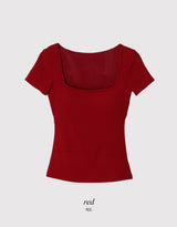#ベーシックスクエアキャップスリム半袖Tシャツ (5color)