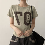 70' ビンテージプリンティドフォアアームカバーフィット半袖Tシャツ