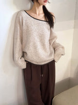 NM コジールーズオフショルダーミックスニット (4color)
