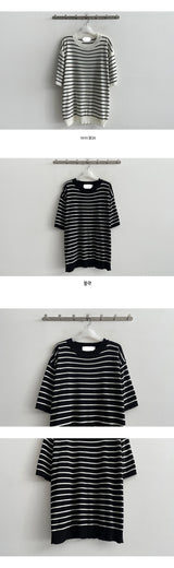 Metril Stripe Short Sleeve Knitwear