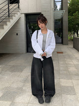 デレンカットウォッシングワイドデニムパンツ