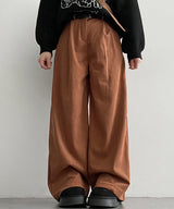 Clam corduroy pintuck wide pants