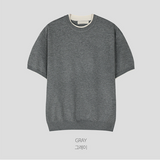 LMN Sensitive Layered Semi-Crop Short-Sleeved Knitwear (5 colors)