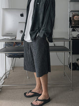 ASCLO Linen Stripe Bermuda Pants (2color)